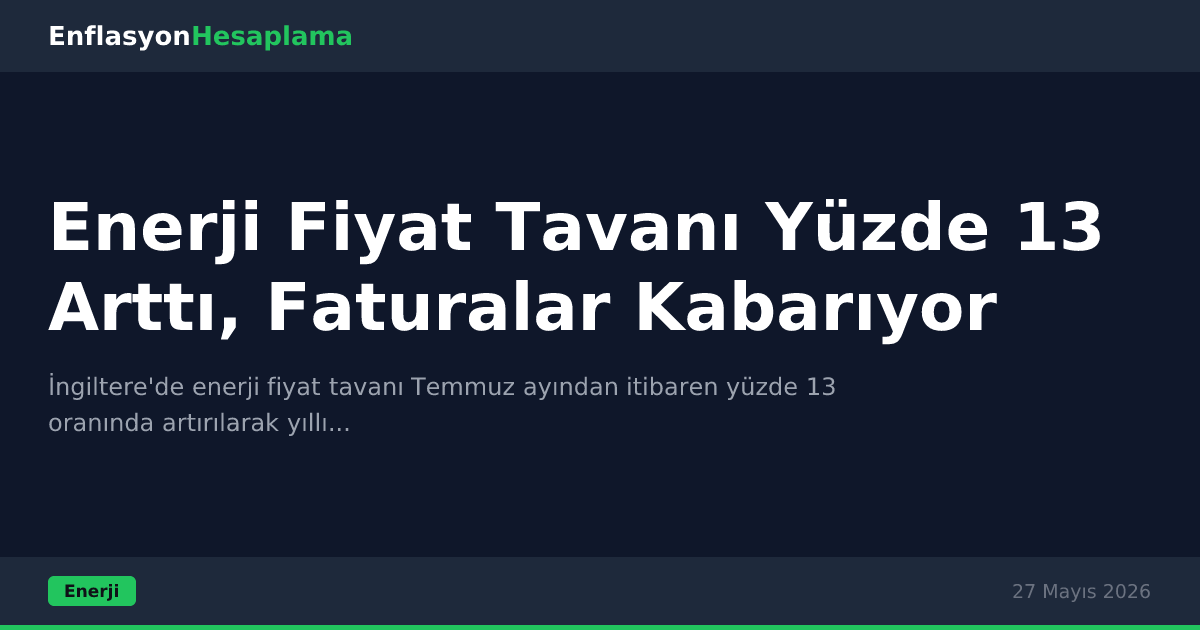 Enerji Fiyat Tavanı Yüzde 13 Arttı, Faturalar Kabarıyor