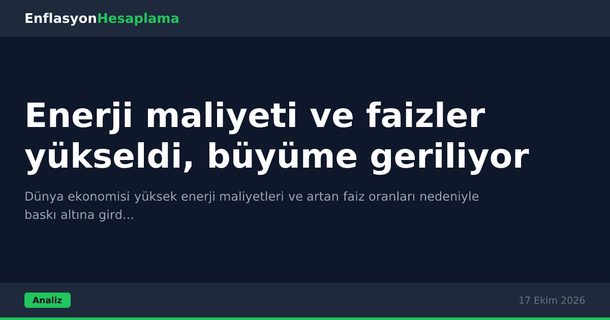 Enerji maliyeti ve faizler yükseldi, büyüme geriliyor