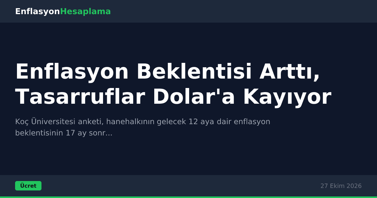 Enflasyon Beklentisi Arttı, Tasarruflar Dolar'a Kayıyor