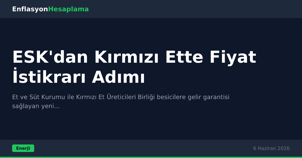 ESK'dan Kırmızı Ette Fiyat İstikrarı Adımı