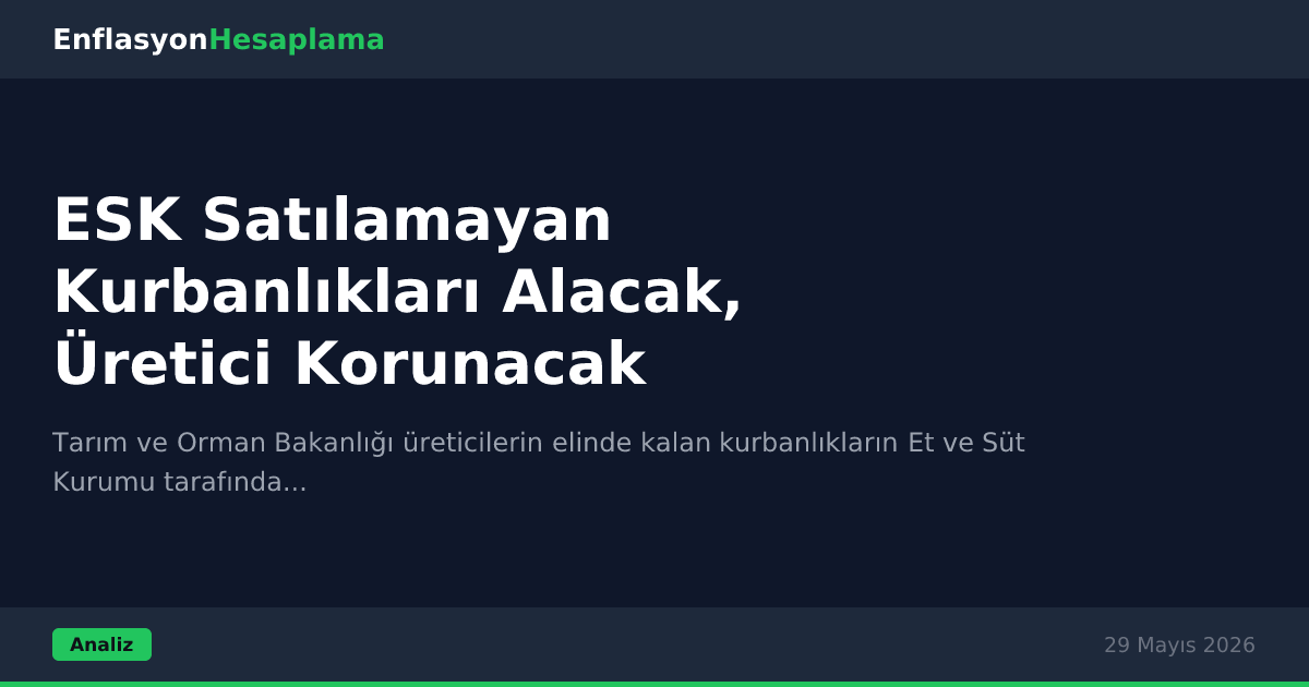 ESK Satılamayan Kurbanlıkları Alacak, Üretici Korunacak