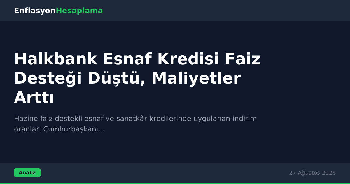 Halkbank Esnaf Kredisi Faiz Desteği Düştü, Maliyetler Arttı