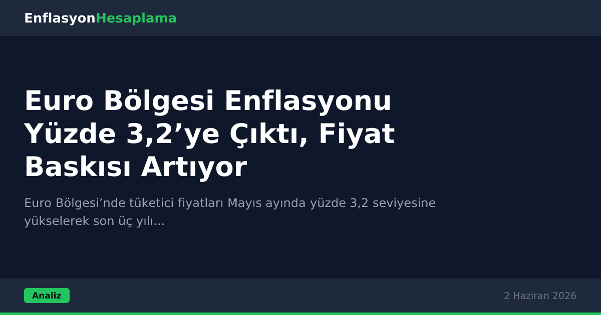Euro Bölgesi Enflasyonu Yüzde 3,2’ye Çıktı, Fiyat Baskısı Artıyor