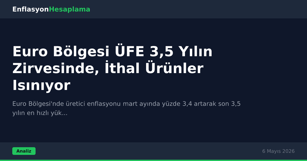 Euro Bölgesi ÜFE 3,5 Yılın Zirvesinde, İthal Ürünler Isınıyor