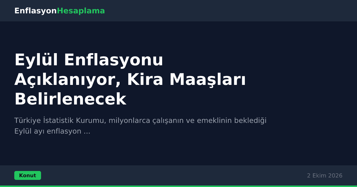 Eylül Enflasyonu Açıklanıyor, Kira Maaşları Belirlenecek