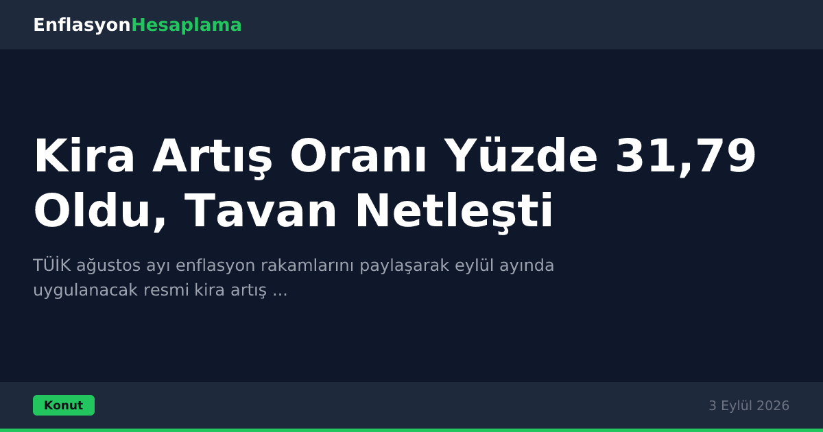 Kira Artış Oranı Yüzde 31,79 Oldu, Tavan Netleşti