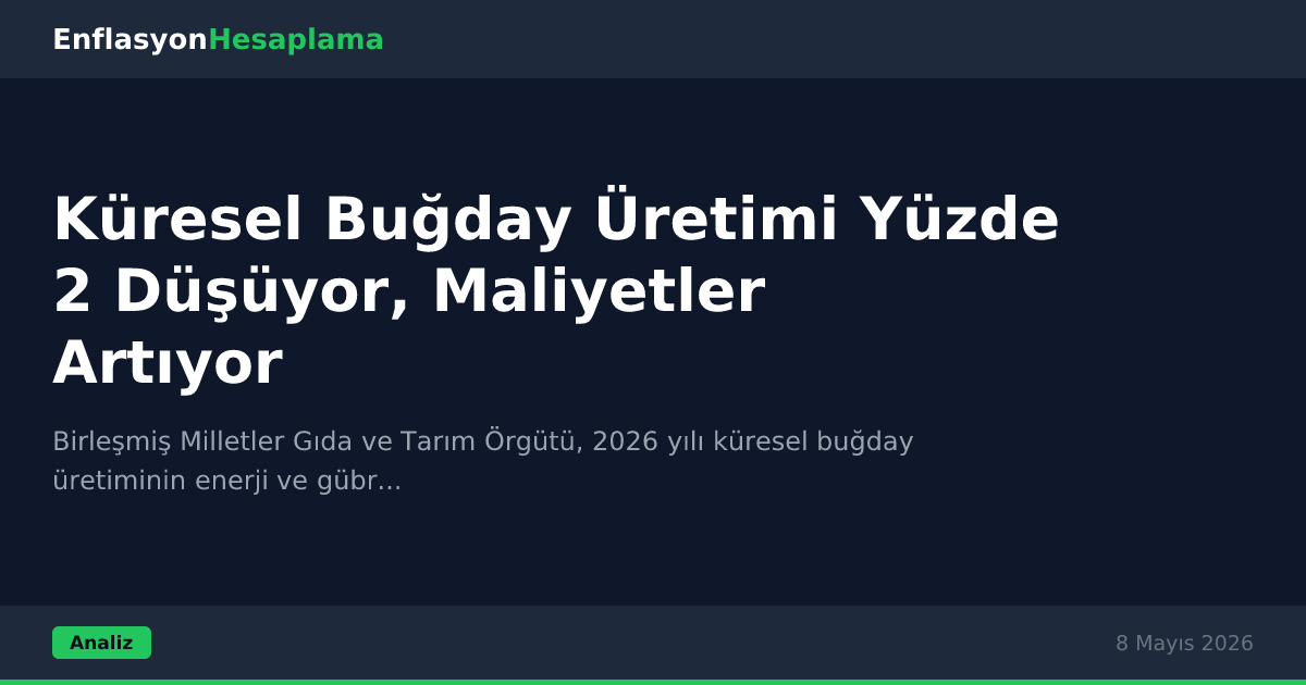 Küresel Buğday Üretimi Yüzde 2 Düşüyor, Maliyetler Artıyor
