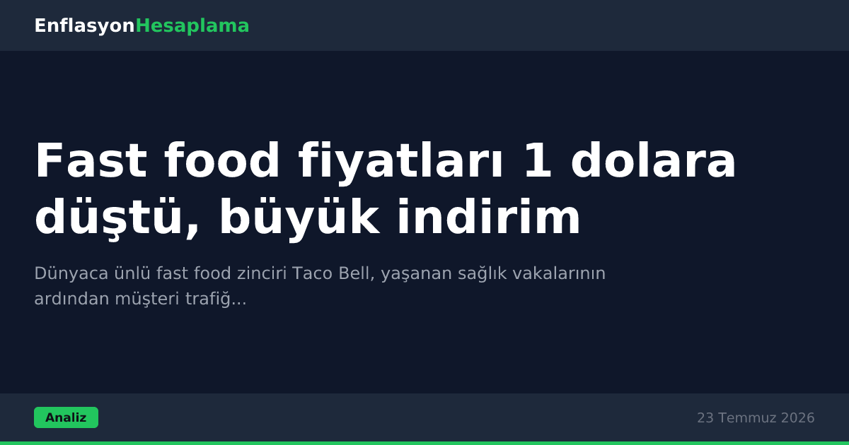 Fast food fiyatları 1 dolara düştü, büyük indirim