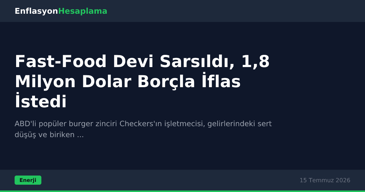 Fast-Food Devi Sarsıldı, 1,8 Milyon Dolar Borçla İflas İstedi