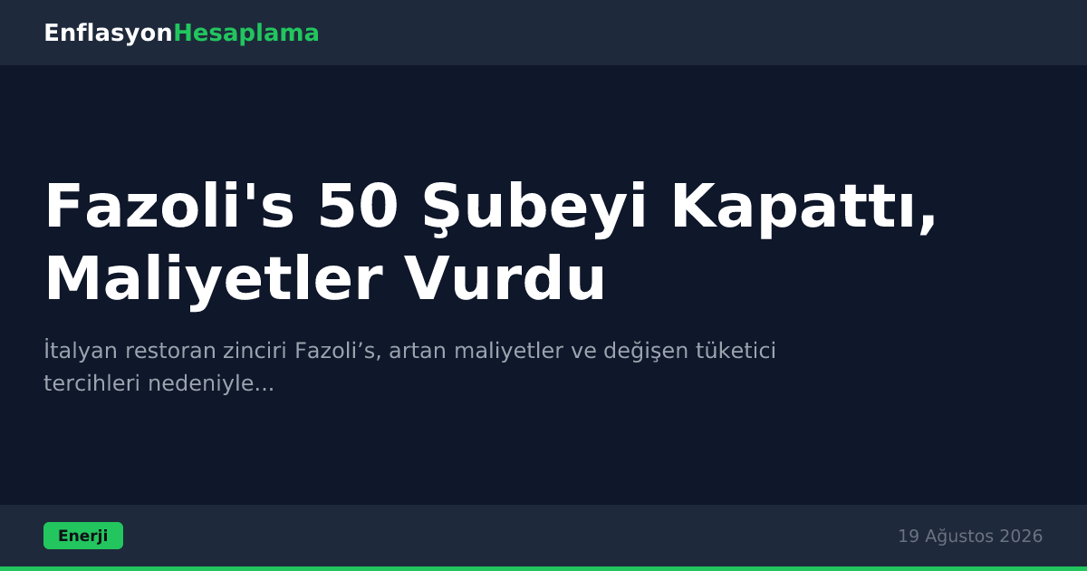 Fazoli's 50 Şubeyi Kapattı, Maliyetler Vurdu