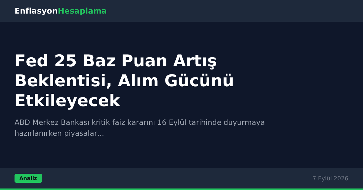 Fed 25 Baz Puan Artış Beklentisi, Alım Gücünü Etkileyecek