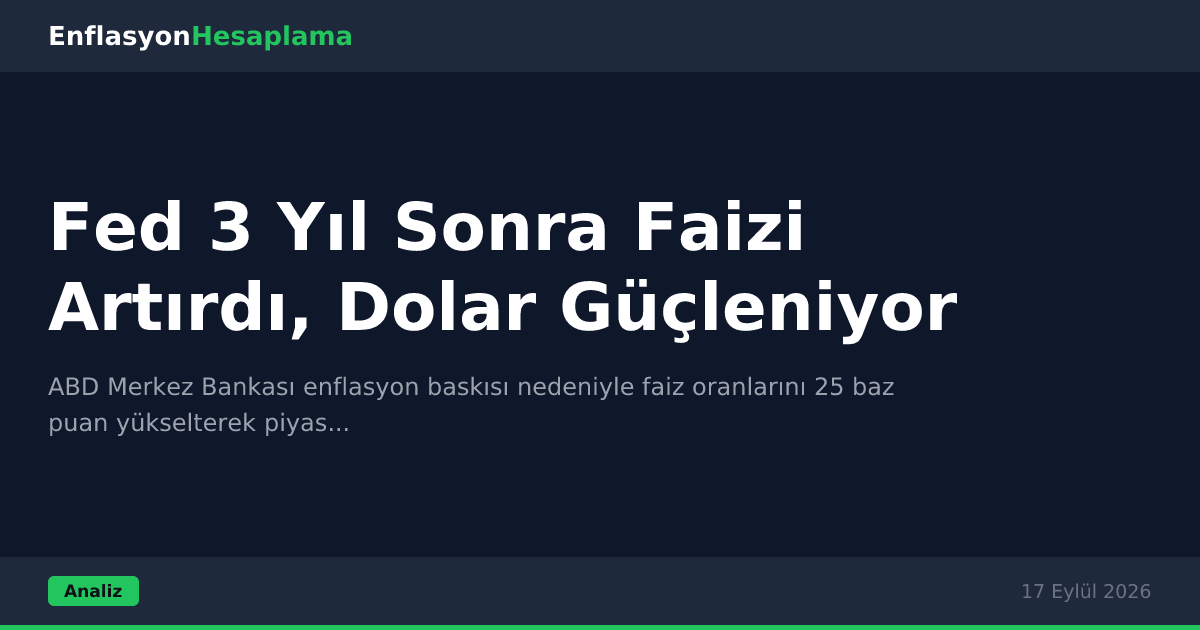 Fed 3 Yıl Sonra Faizi Artırdı, Dolar Güçleniyor