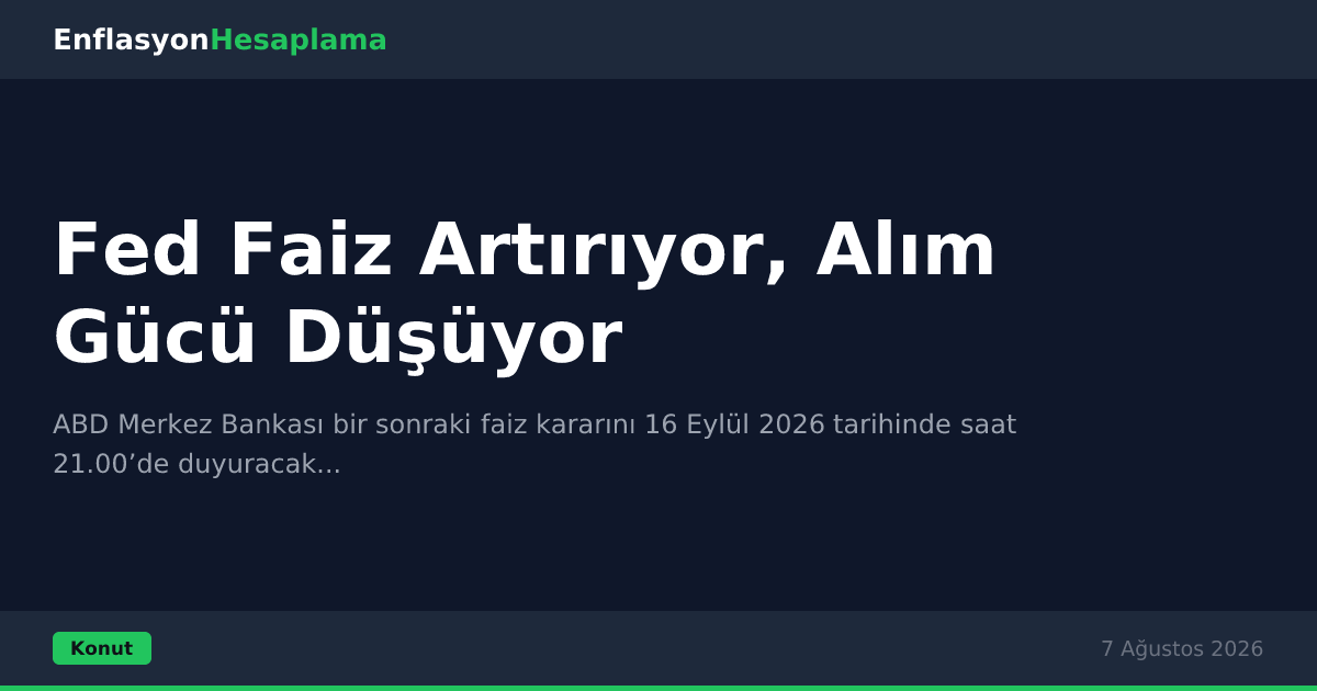 Fed Faiz Artırıyor, Alım Gücü Düşüyor