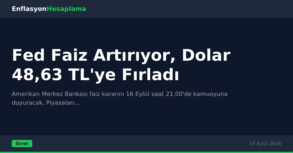 Fed Faiz Artırıyor, Dolar 48,63 TL'ye Fırladı