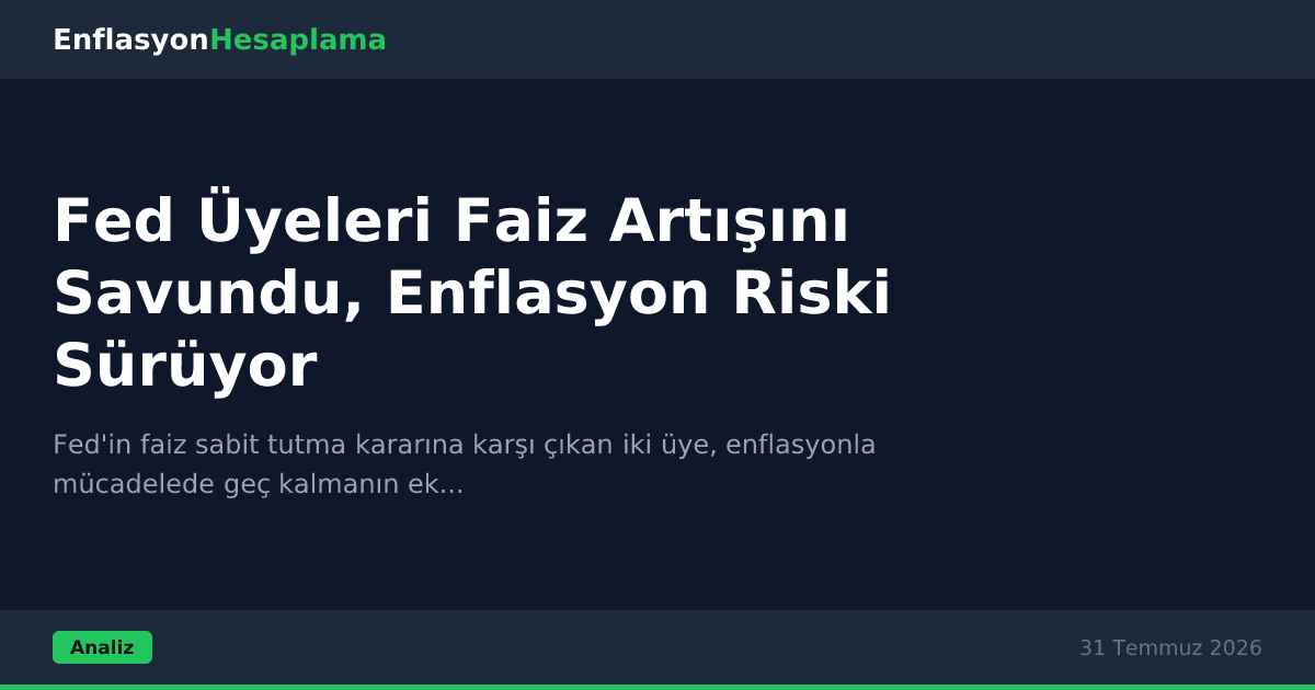 Fed Üyeleri Faiz Artışını Savundu, Enflasyon Riski Sürüyor