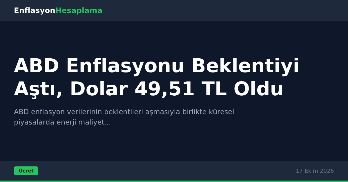 ABD Enflasyonu Beklentiyi Aştı, Dolar 49,51 TL Oldu