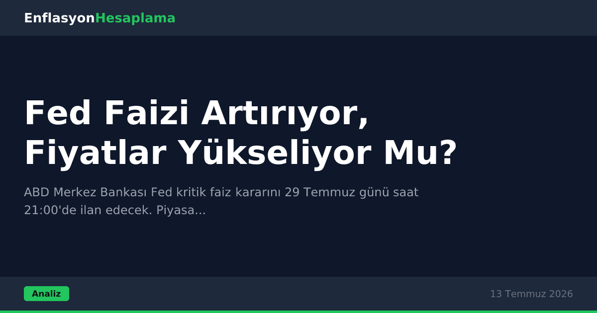 Fed Faizi Artırıyor, Fiyatlar Yükseliyor Mu?