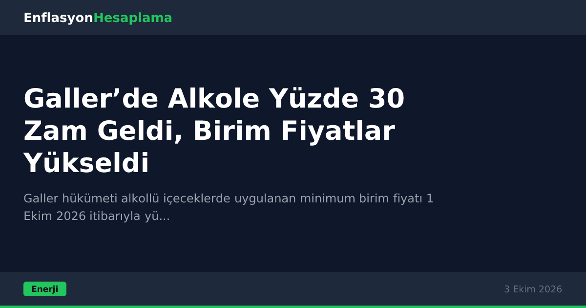 Galler’de Alkole Yüzde 30 Zam Geldi, Birim Fiyatlar Yükseldi