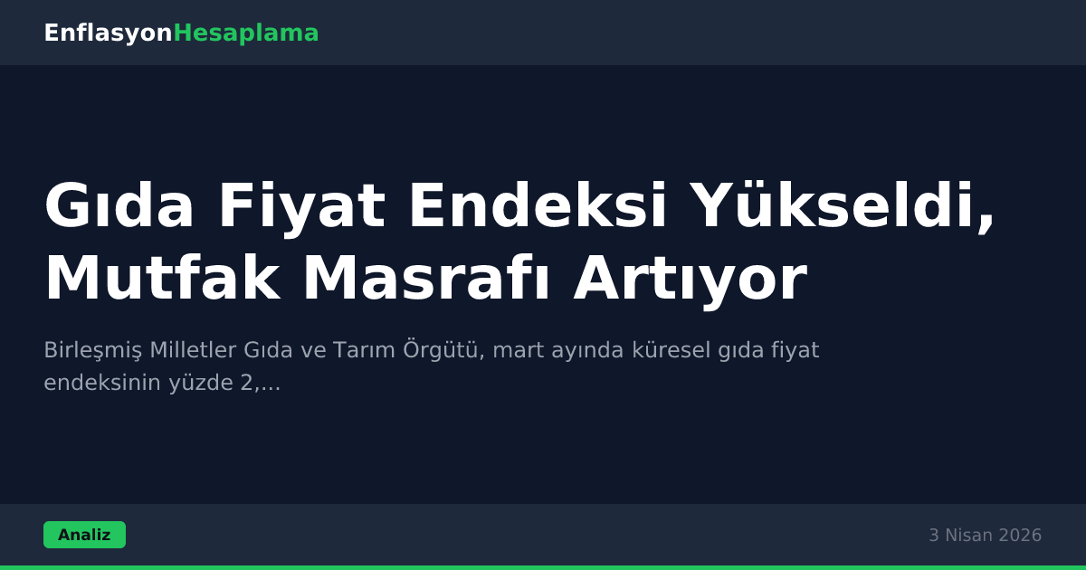 Gıda Fiyat Endeksi Yükseldi, Mutfak Masrafı Artıyor