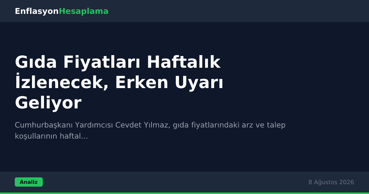 Gıda Fiyatları Haftalık İzlenecek, Erken Uyarı Geliyor