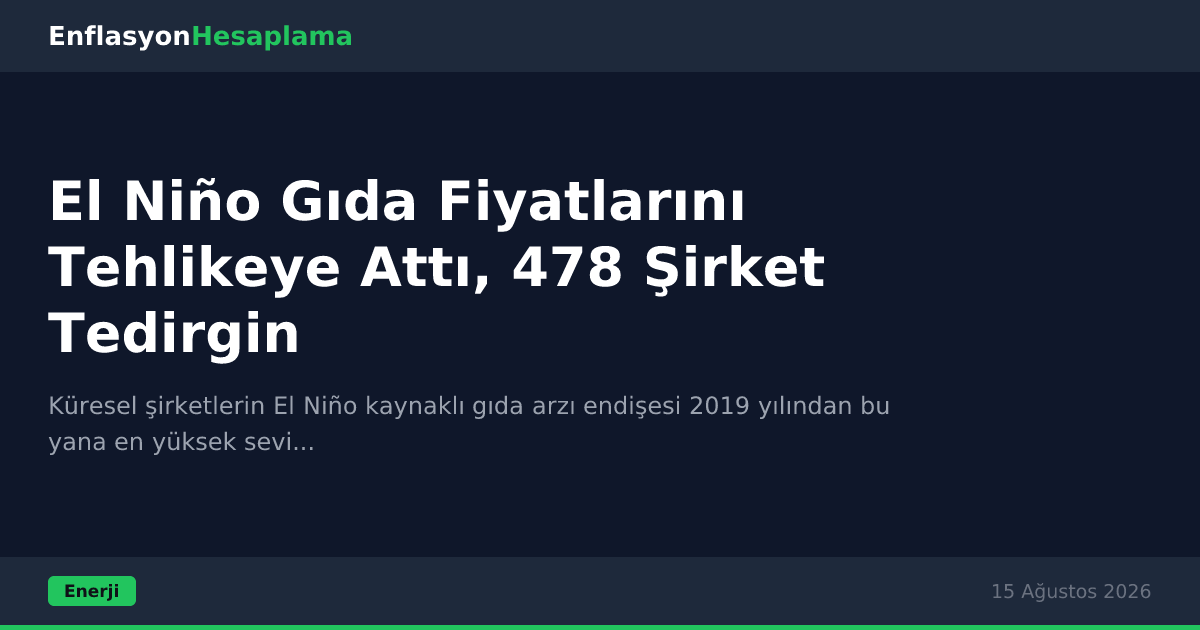 El Niño Gıda Fiyatlarını Tehlikeye Attı, 478 Şirket Tedirgin