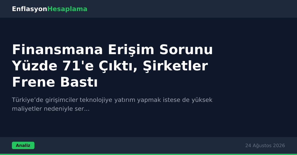 Finansmana Erişim Sorunu Yüzde 71'e Çıktı, Şirketler Frene Bastı