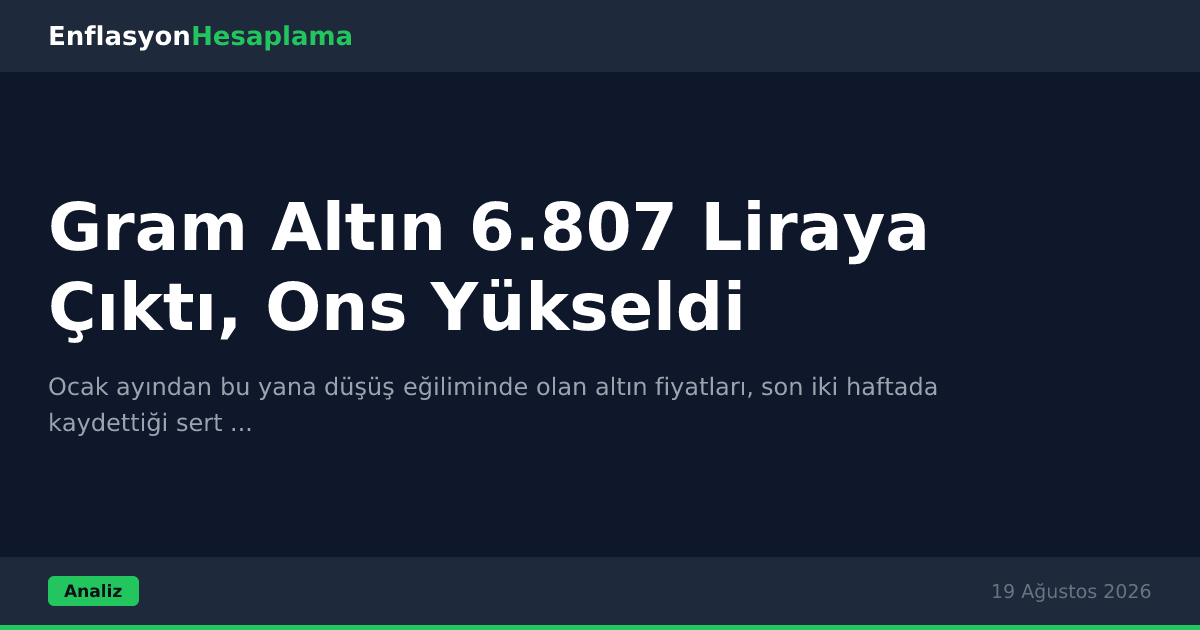 Gram Altın 6.807 Liraya Çıktı, Ons Yükseldi