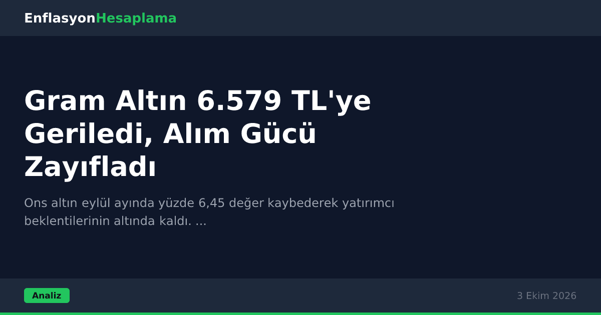 Gram Altın 6.579 TL'ye Geriledi, Alım Gücü Zayıfladı