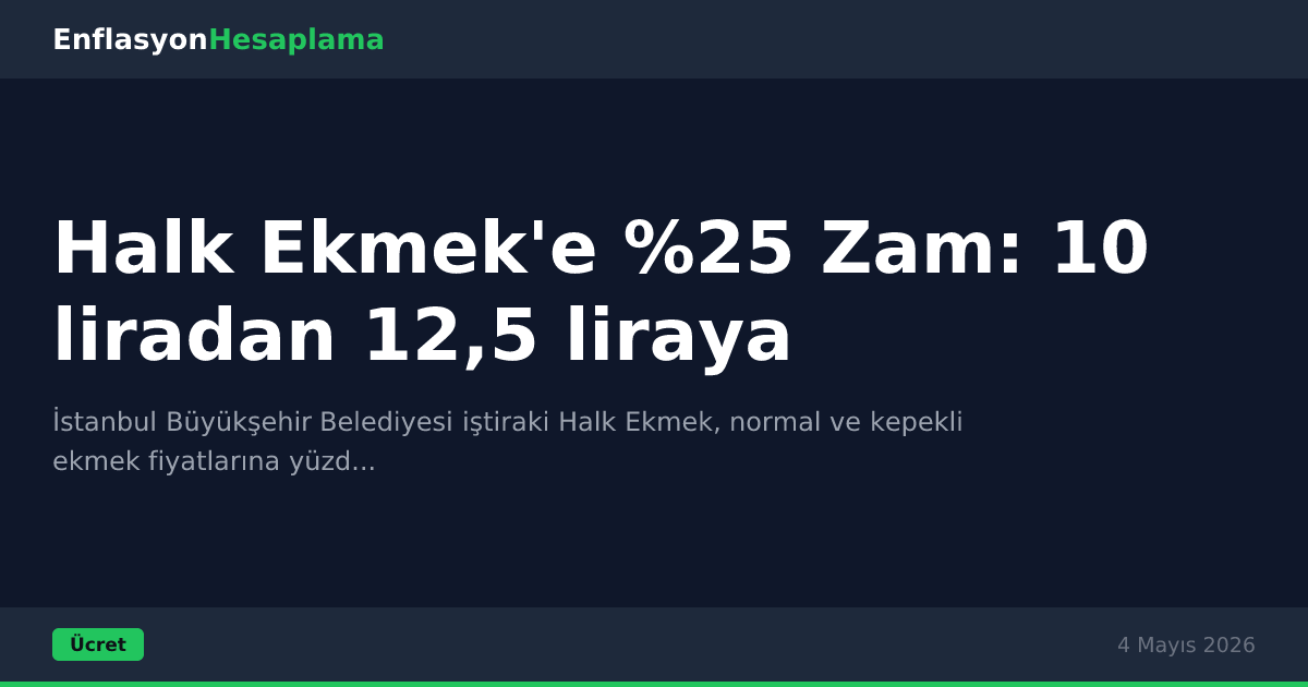 Halk Ekmek'e %25 Zam: 10 liradan 12,5 liraya