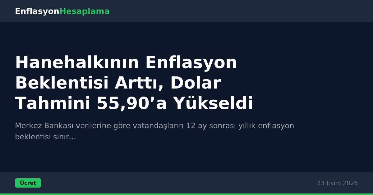 Hanehalkının Enflasyon Beklentisi Arttı, Dolar Tahmini 55,90’a Yükseldi