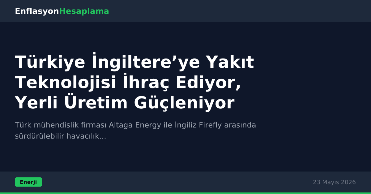 Türkiye İngiltere’ye Yakıt Teknolojisi İhraç Ediyor, Yerli Üretim Güçleniyor