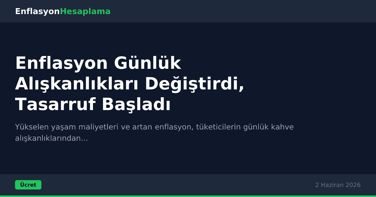 Enflasyon Günlük Alışkanlıkları Değiştirdi, Tasarruf Başladı