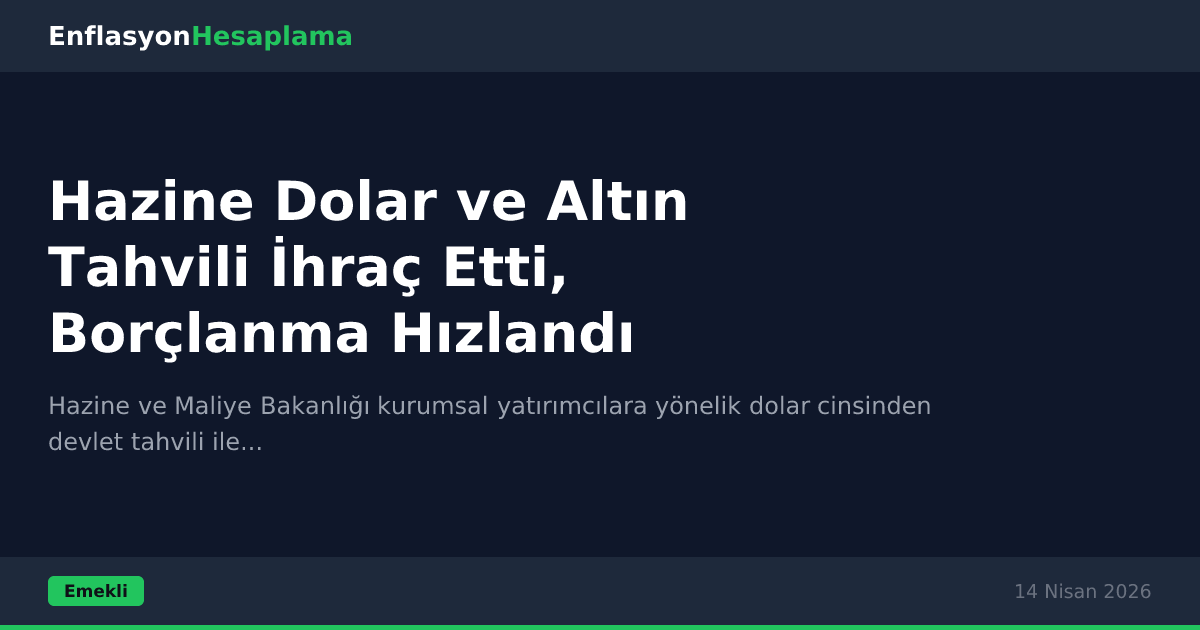 Hazine Dolar ve Altın Tahvili İhraç Etti, Borçlanma Hızlandı