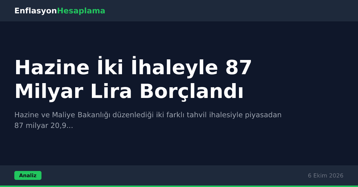 Hazine İki İhaleyle 87 Milyar Lira Borçlandı