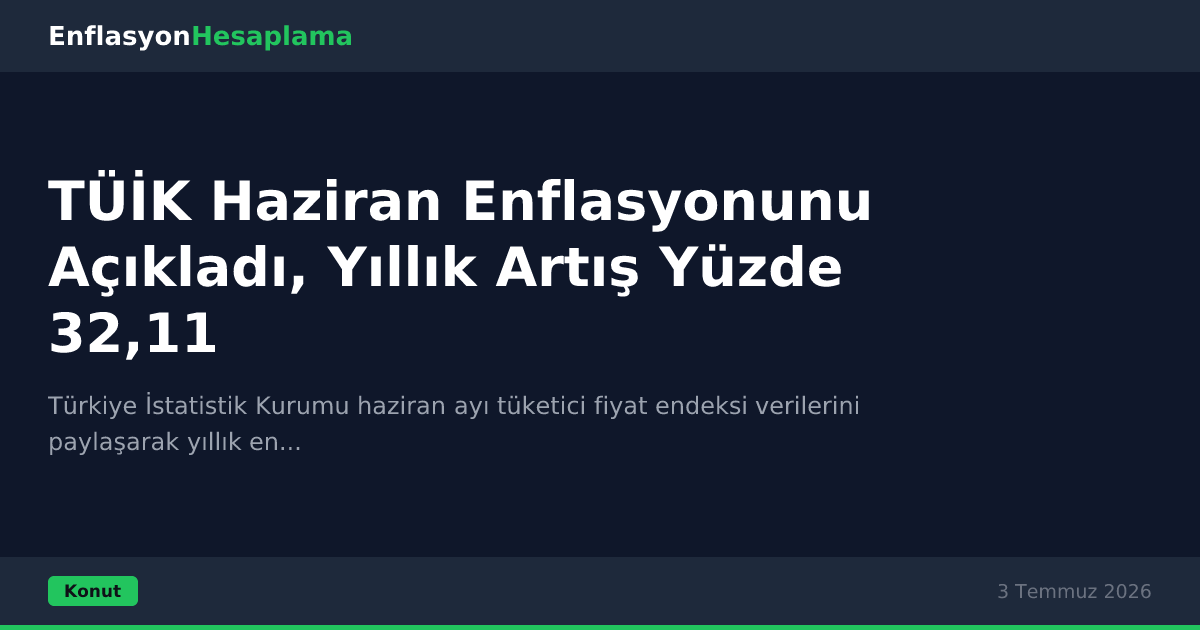 TÜİK Haziran Enflasyonunu Açıkladı, Yıllık Artış Yüzde 32,11