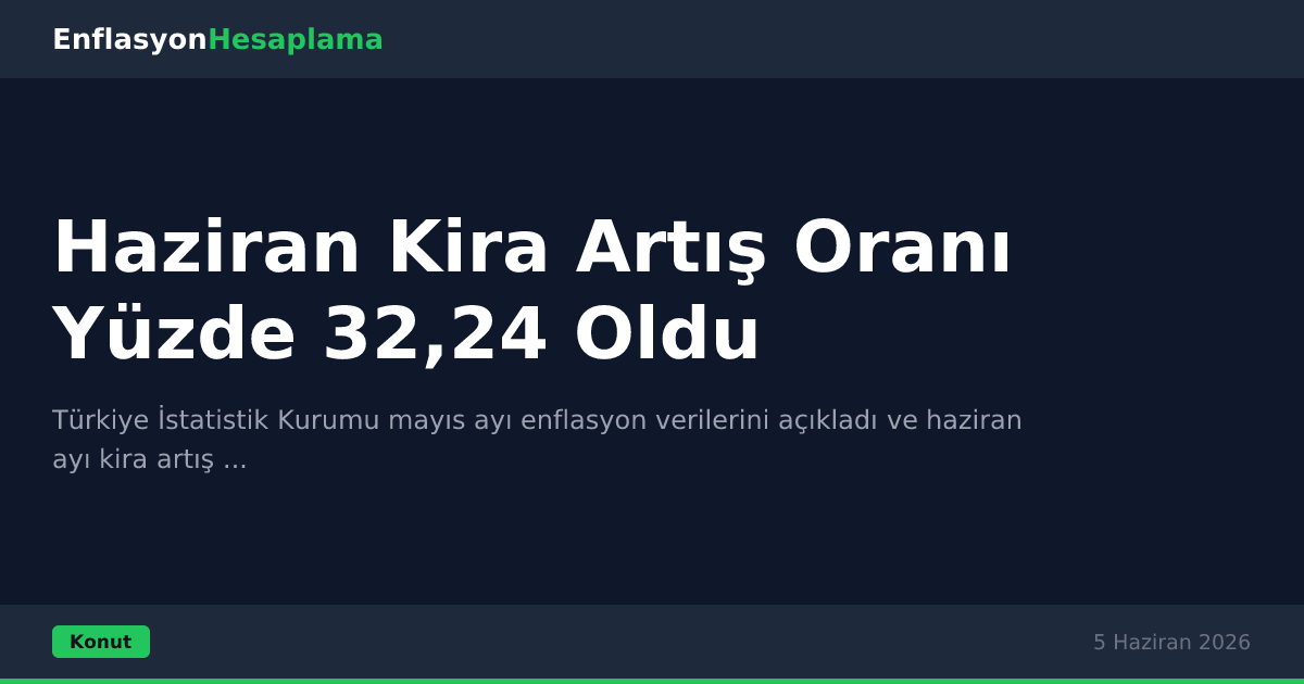 Haziran Kira Artış Oranı Yüzde 32,24 Oldu