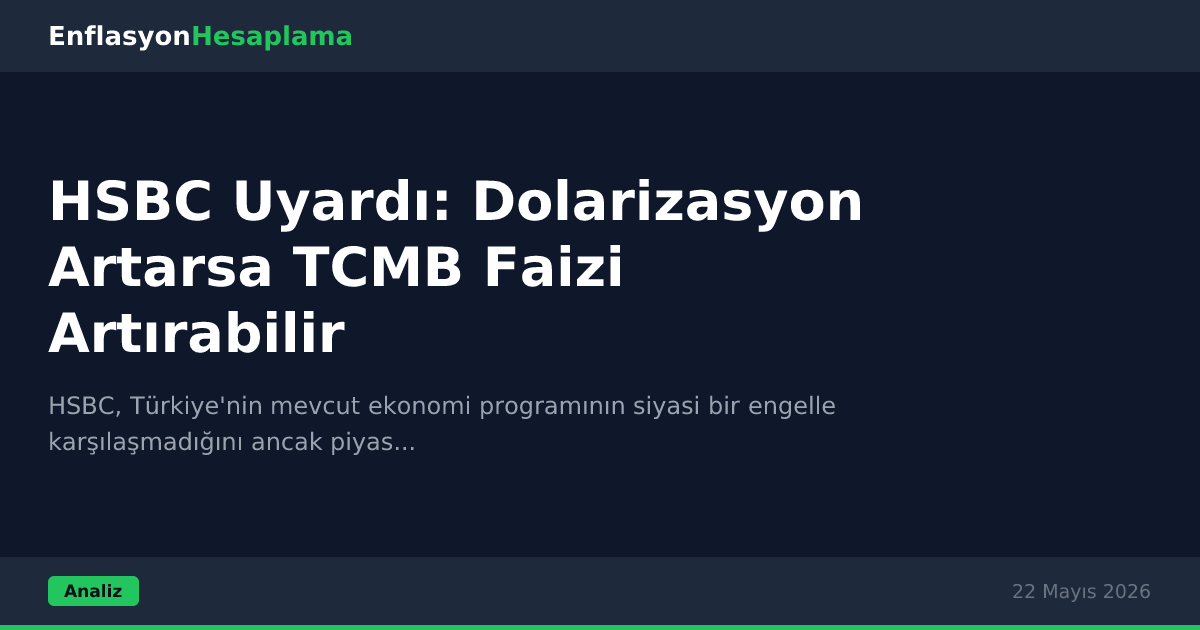 HSBC Uyardı: Dolarizasyon Artarsa TCMB Faizi Artırabilir