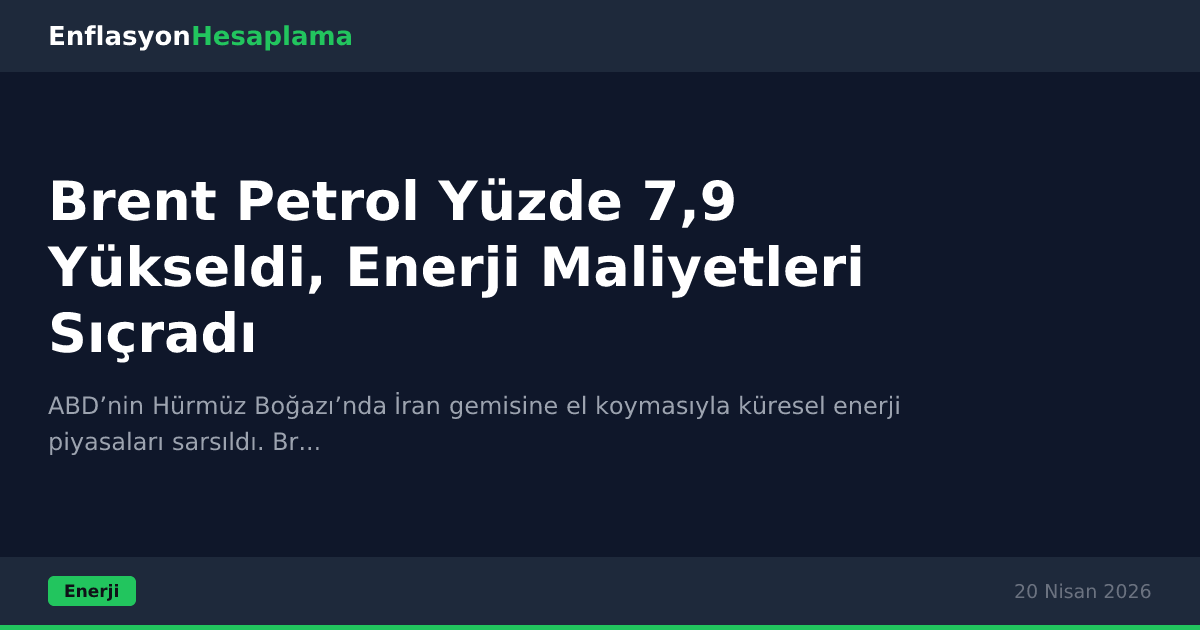 Brent Petrol Yüzde 7,9 Yükseldi, Enerji Maliyetleri Sıçradı