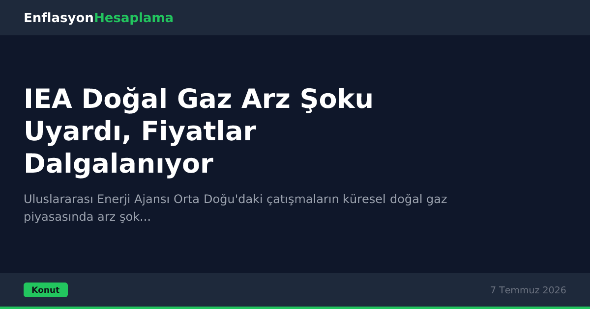 IEA Doğal Gaz Arz Şoku Uyardı, Fiyatlar Dalgalanıyor
