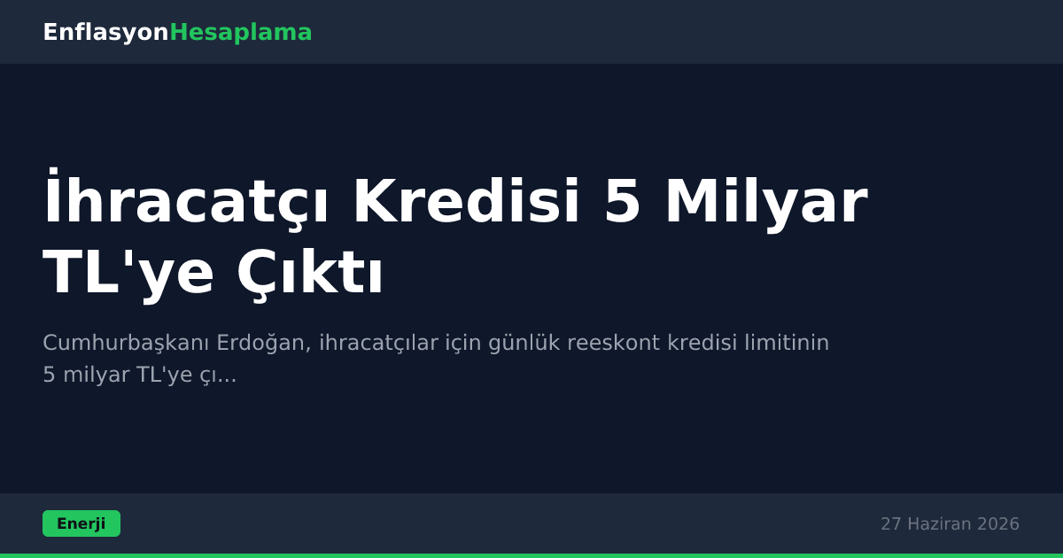 İhracatçı Kredisi 5 Milyar TL'ye Çıktı