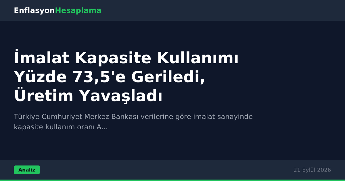İmalat Kapasite Kullanımı Yüzde 73,5'e Geriledi, Üretim Yavaşladı
