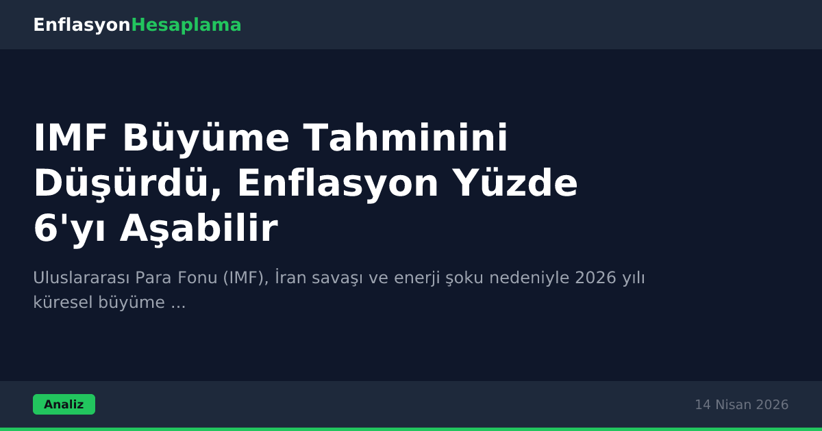 IMF Büyüme Tahminini Düşürdü, Enflasyon Yüzde 6'yı Aşabilir