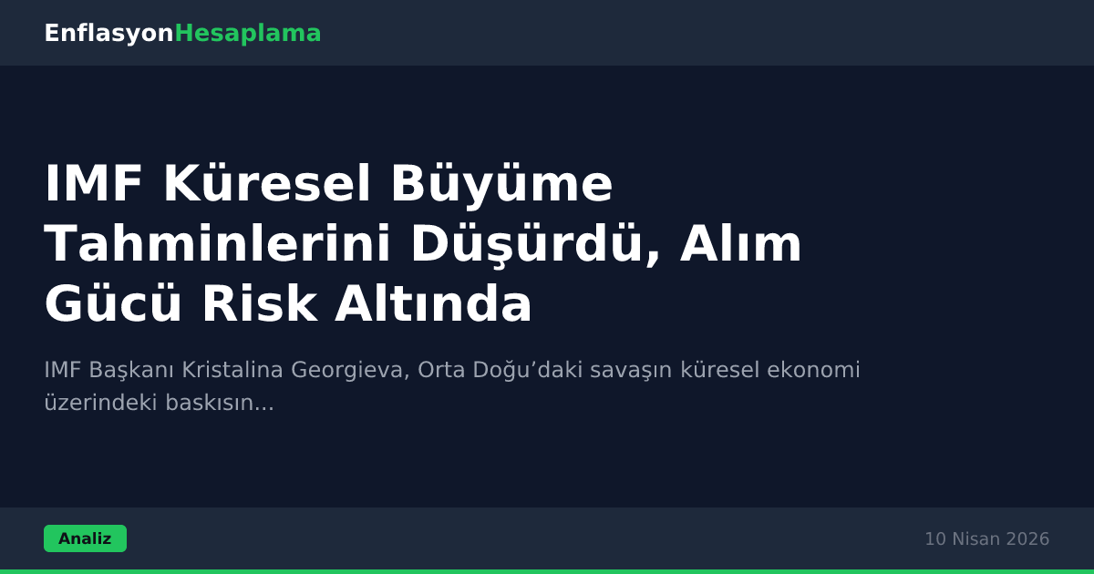 IMF Küresel Büyüme Tahminlerini Düşürdü, Alım Gücü Risk Altında