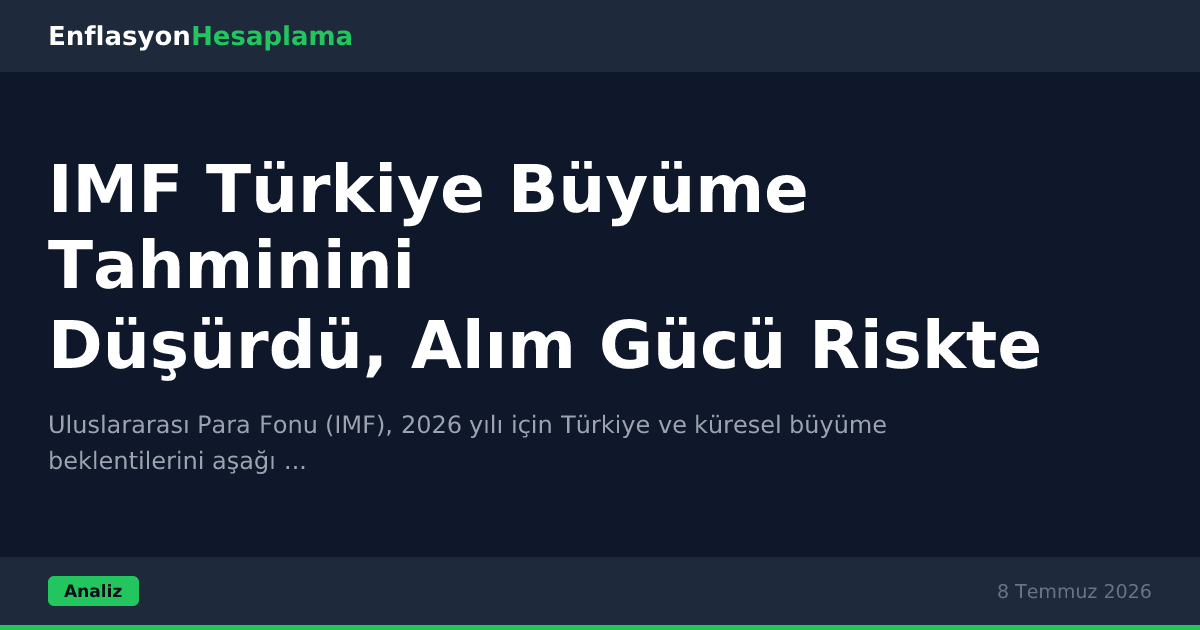 IMF Türkiye Büyüme Tahminini Düşürdü, Alım Gücü Riskte