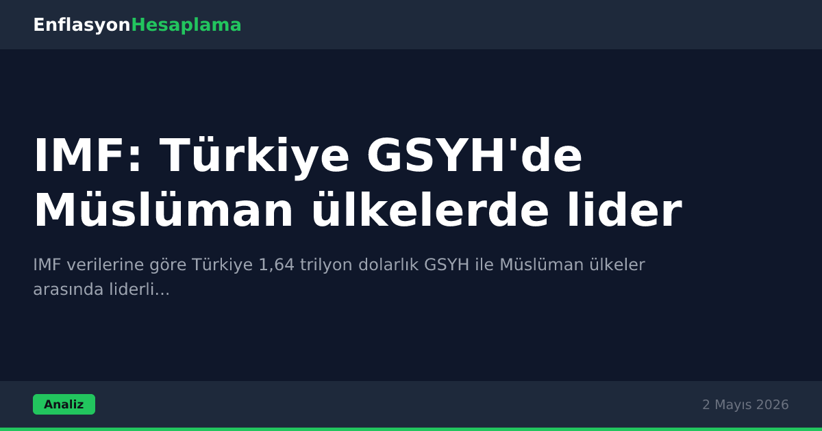 IMF: Türkiye GSYH'de Müslüman ülkelerde lider