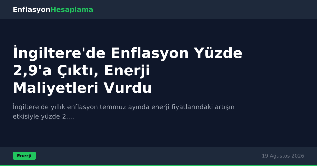 İngiltere'de Enflasyon Yüzde 2,9'a Çıktı, Enerji Maliyetleri Vurdu