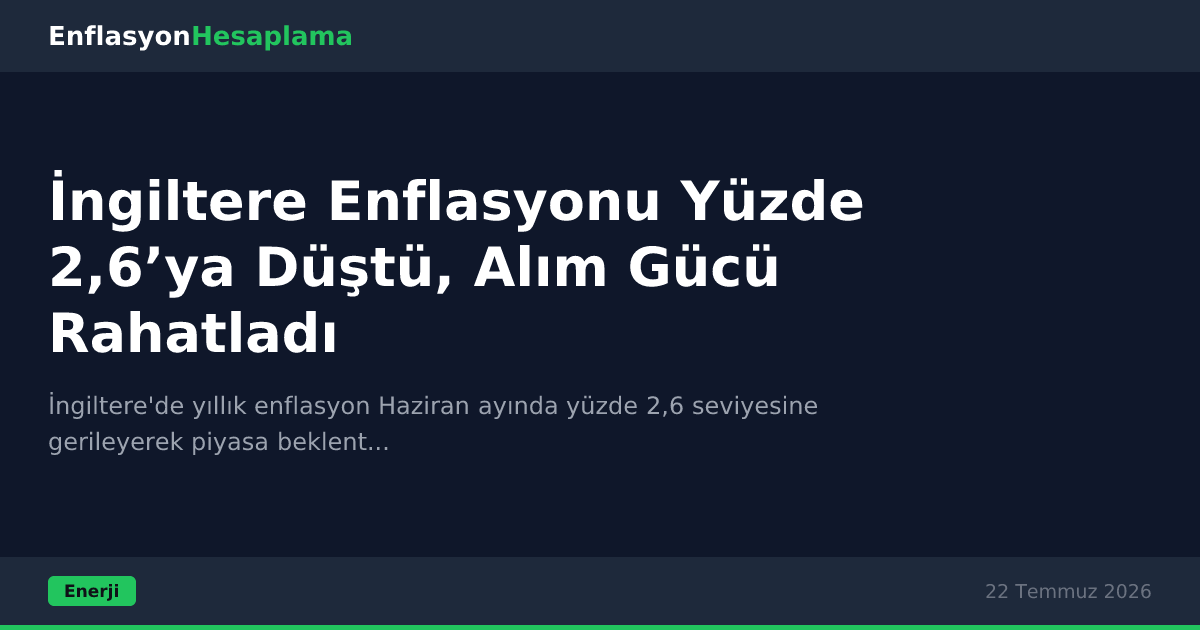 İngiltere Enflasyonu Yüzde 2,6’ya Düştü, Alım Gücü Rahatladı