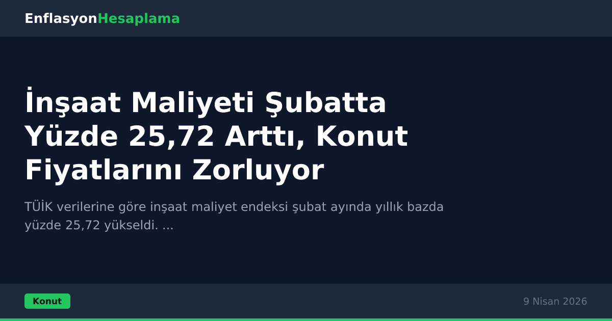 İnşaat Maliyeti Şubatta Yüzde 25,72 Arttı, Konut Fiyatlarını Zorluyor