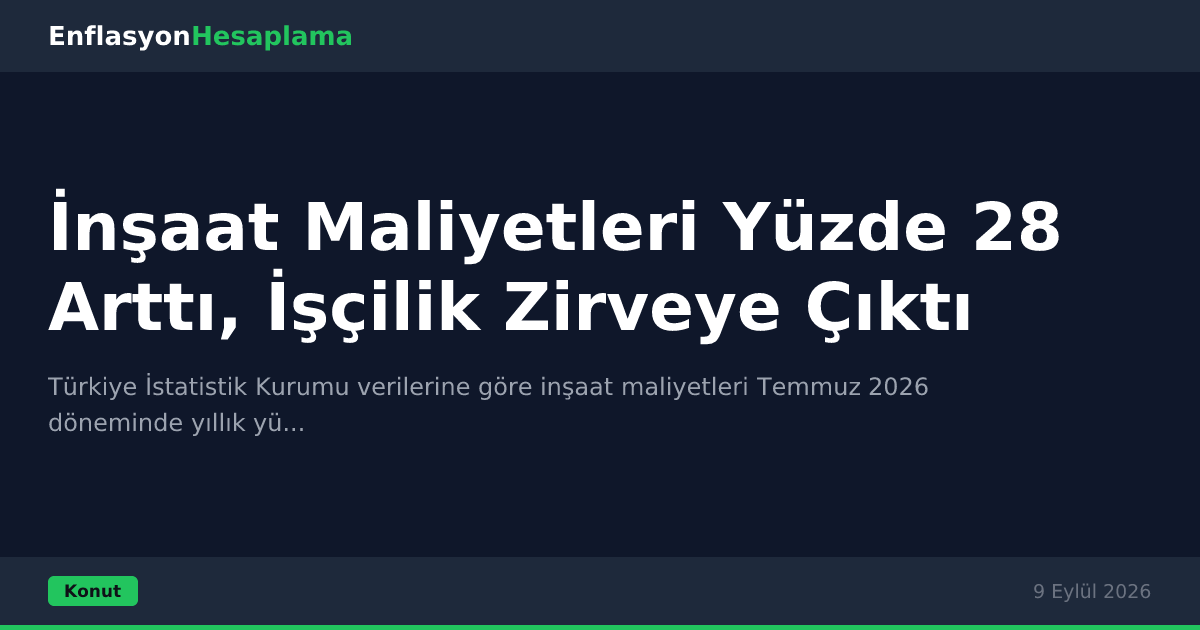 İnşaat Maliyetleri Yüzde 28 Arttı, İşçilik Zirveye Çıktı