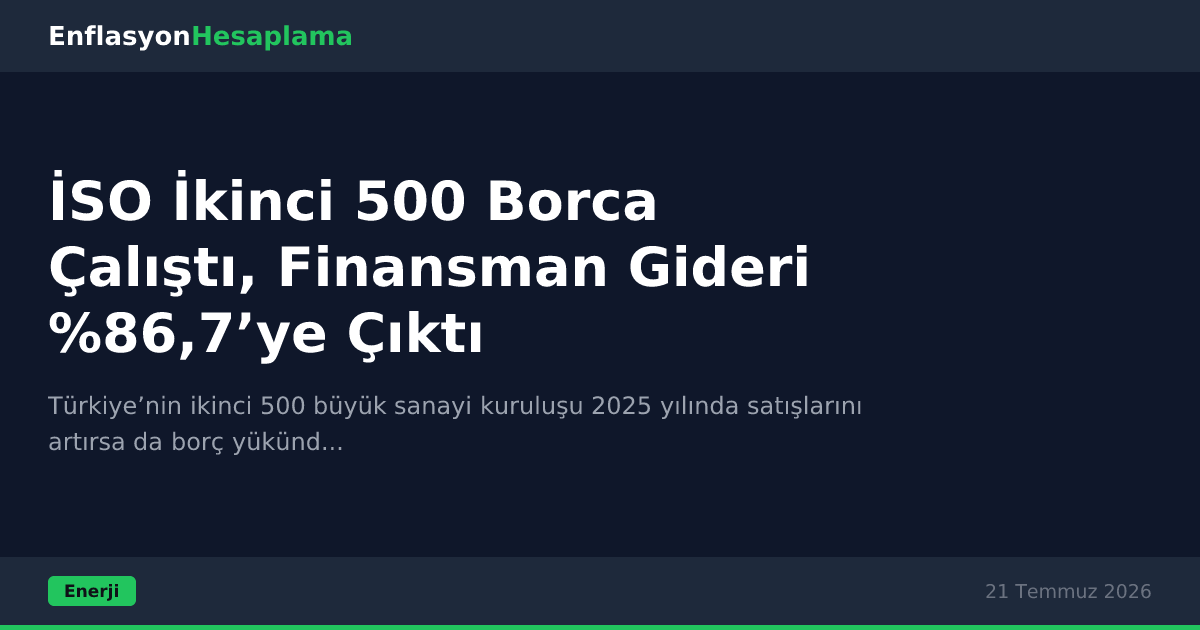 İSO İkinci 500 Borca Çalıştı, Finansman Gideri %86,7’ye Çıktı